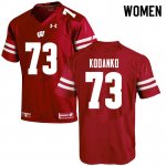 Women's Wisconsin Badgers NCAA #73 Kerry Kodanko Red Authentic Under Armour Stitched College Football Jersey WI31C63QL